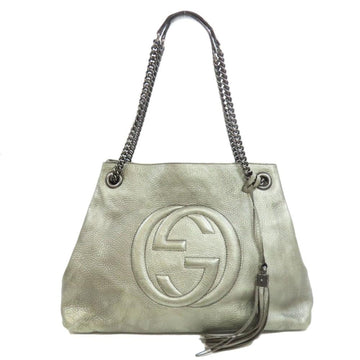 Silver Leather Gucci Tote