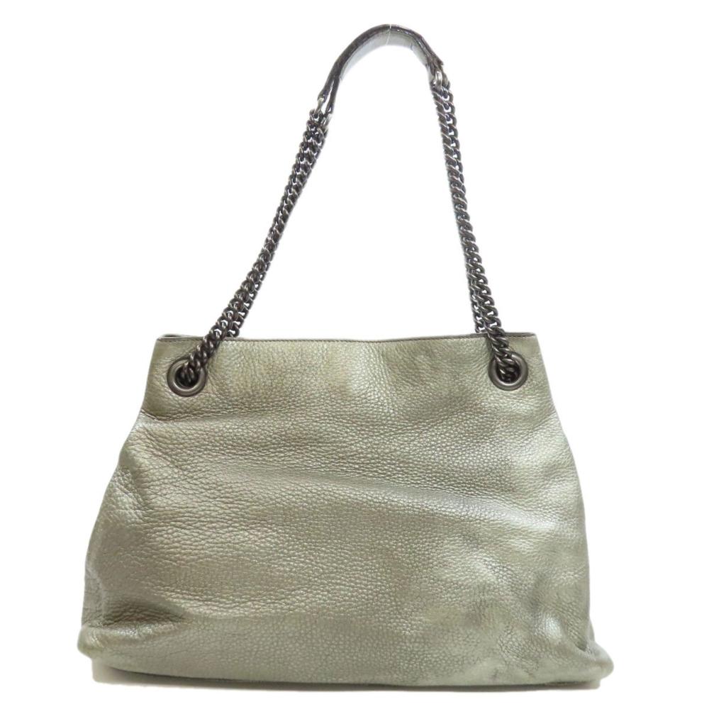 Silver Leather Gucci Tote