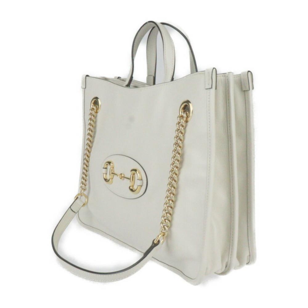 White Leather Gucci Tote