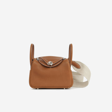 Hermès Mini Lindy - Fauve Barenia Faubourg | Palladium Hardware