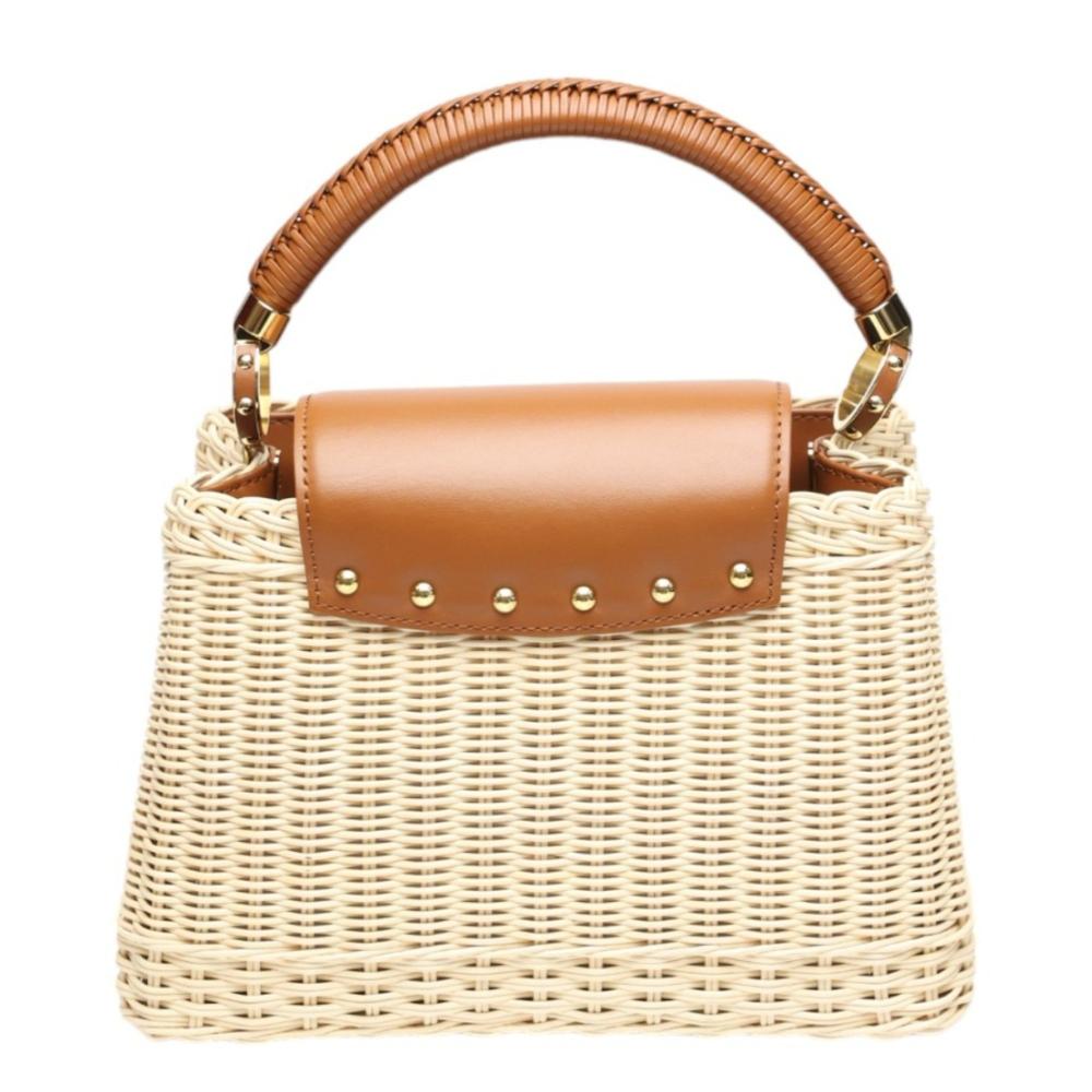 Beige Leather Louis Vuitton Capucines