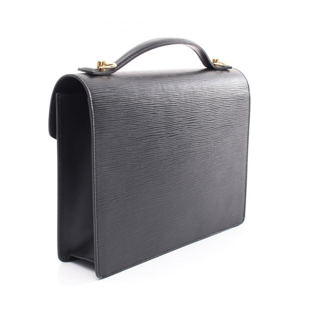 Black Leather Louis Vuitton Monceau