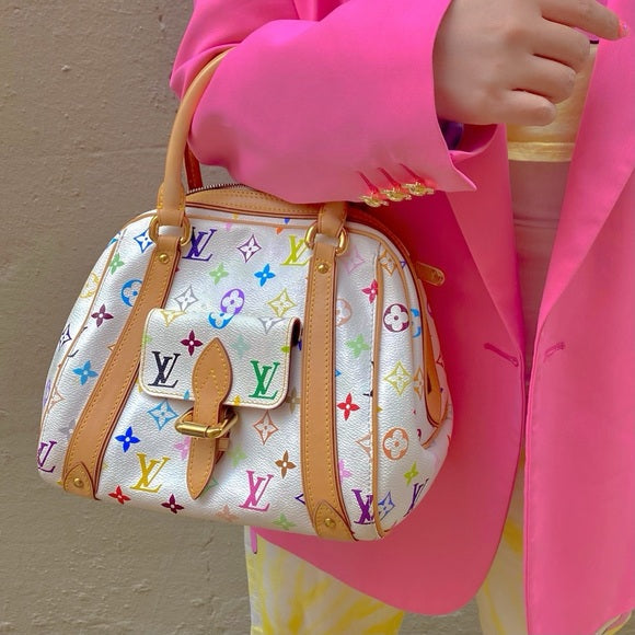 LOUIS VUITTON White Monogram Multicolore Canvas Priscilla Bag