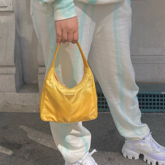 PRADA yellow nylon Hobo