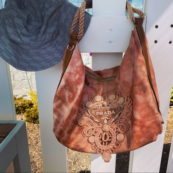 PRADA Nylon Tie Dye Knot Embellished Rope Bag