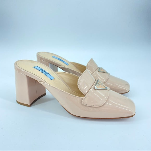 PRADA Patent leather beige pink mules