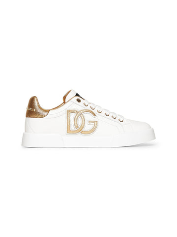 Dolce & Gabbana Women White Leather Portofino Light Sneakers