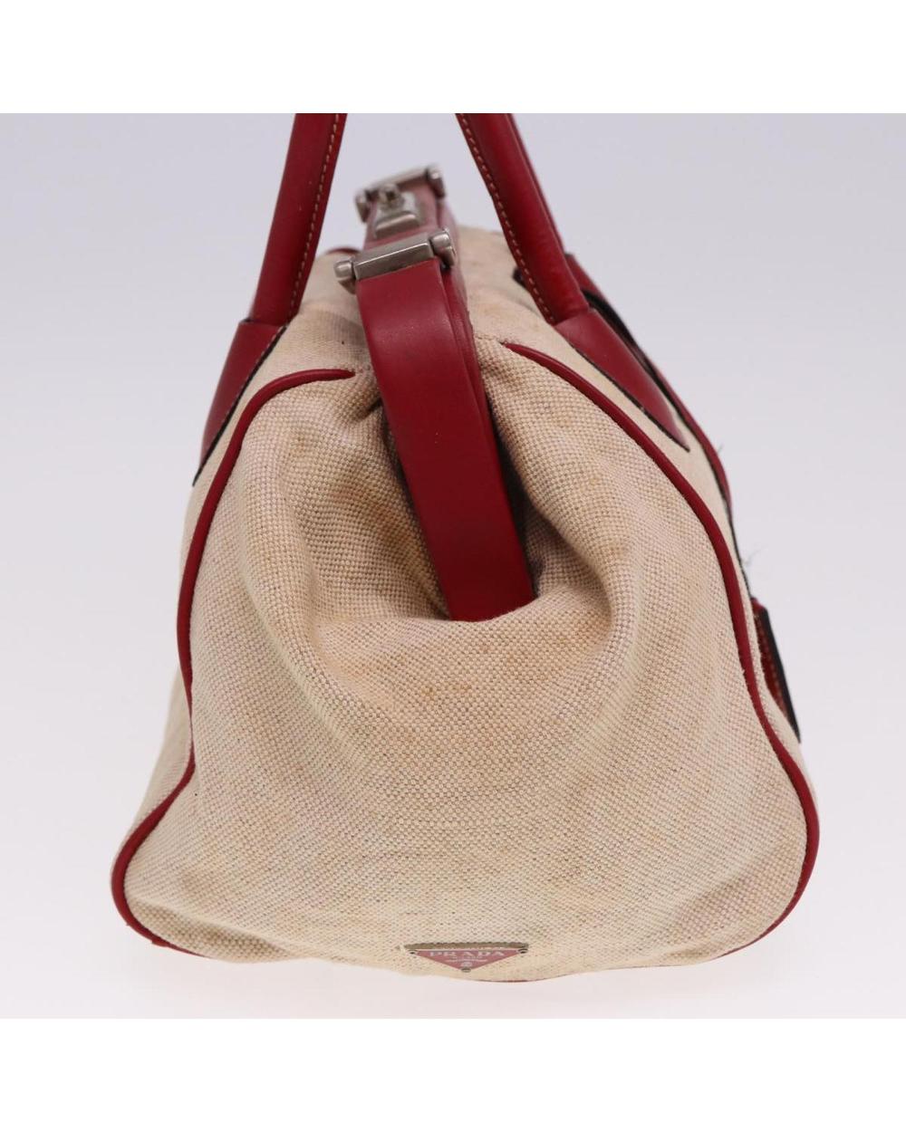 Beige Canvas Prada Handbag