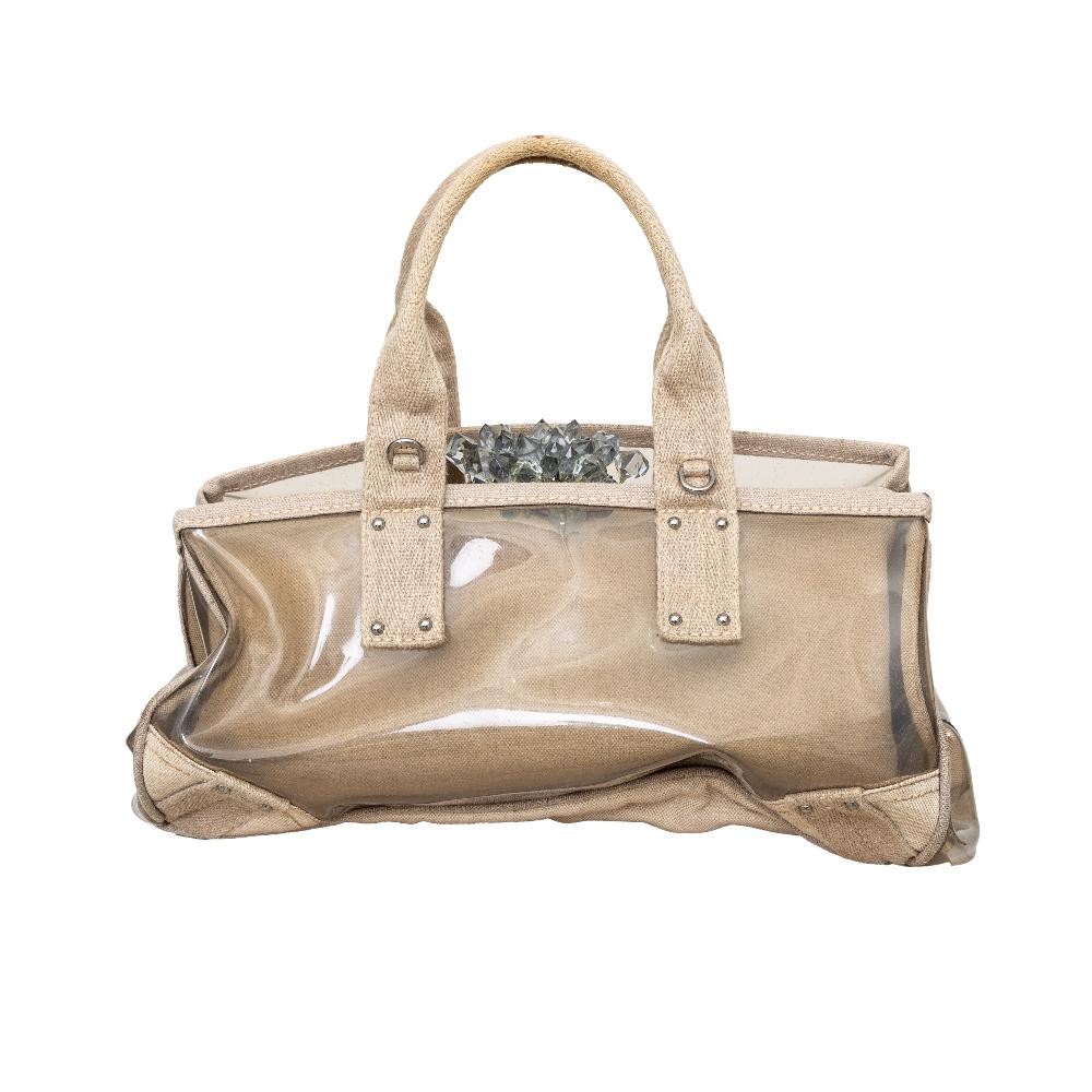 Beige Canvas Prada Handbag