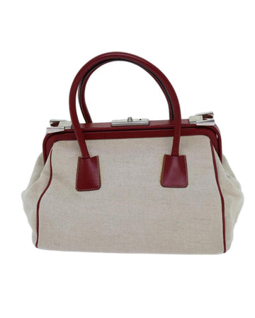 Beige Cotton Prada Handbag