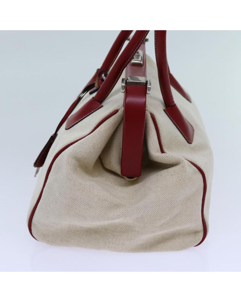 Beige Cotton Prada Handbag
