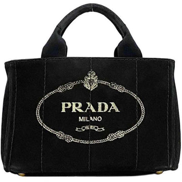 Black Fabric Prada Canapa Tote