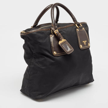 Black Leather Prada Tessuto