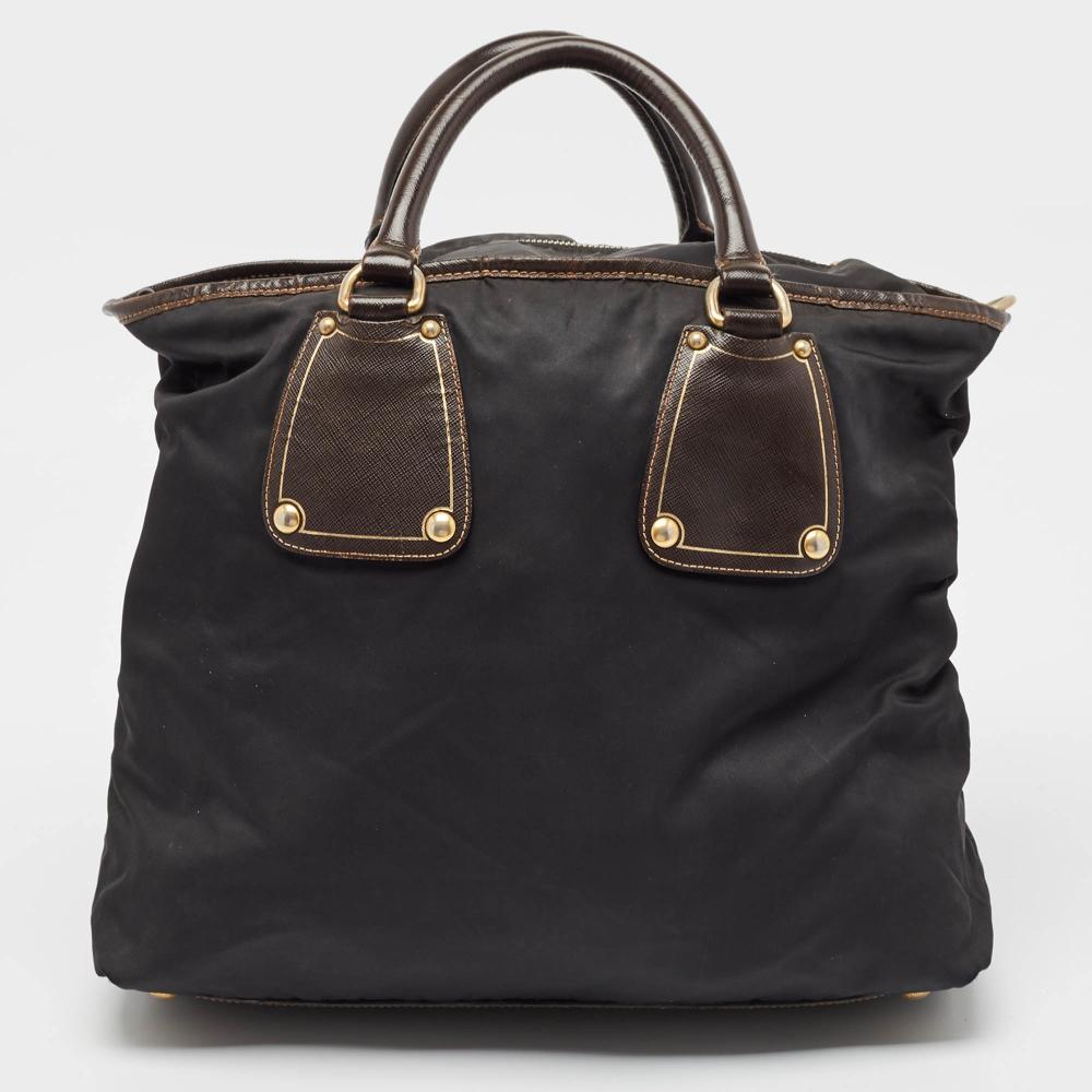 Black Leather Prada Tessuto