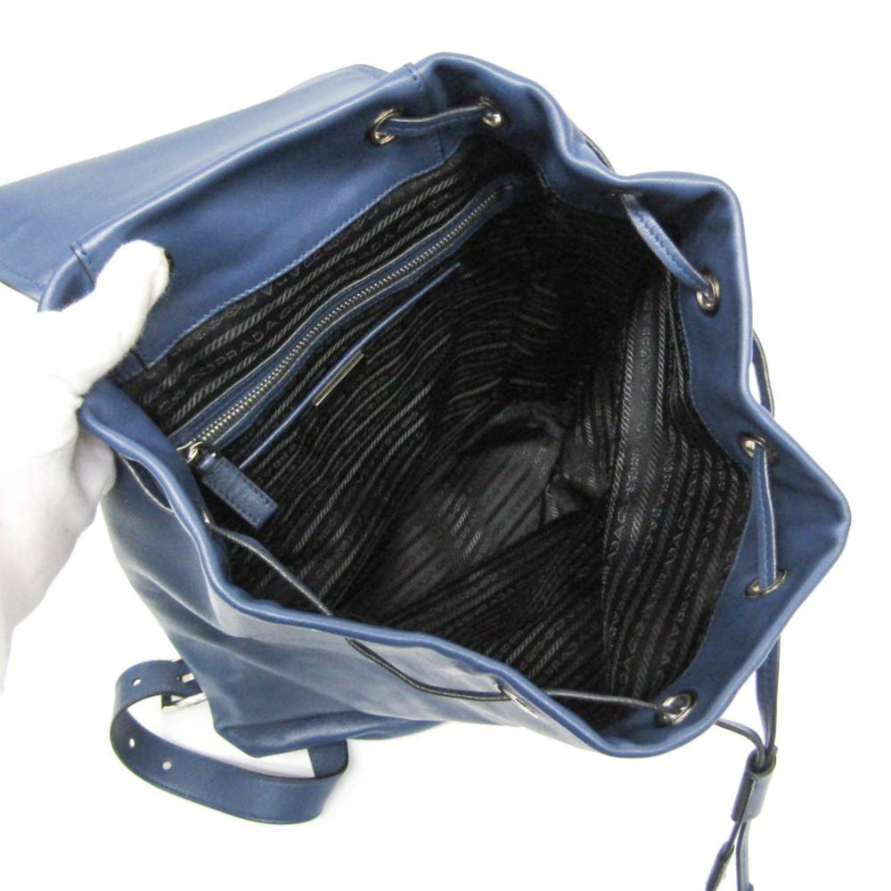 Blue Leather Prada Backpack
