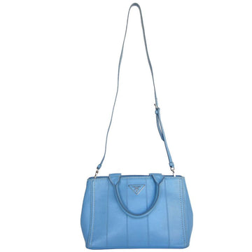 Blue Leather Prada Canapa Tote