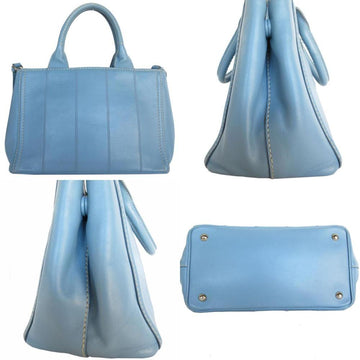Blue Leather Prada Handbag