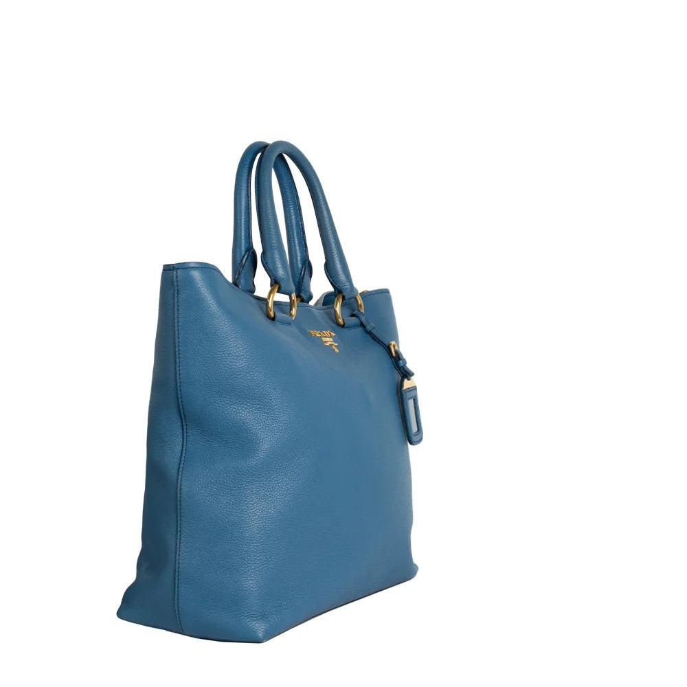 Blue Leather Prada Handbag