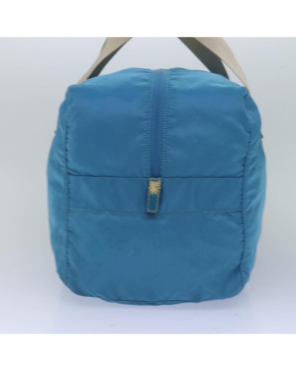 Blue Nylon Prada Boston Bag