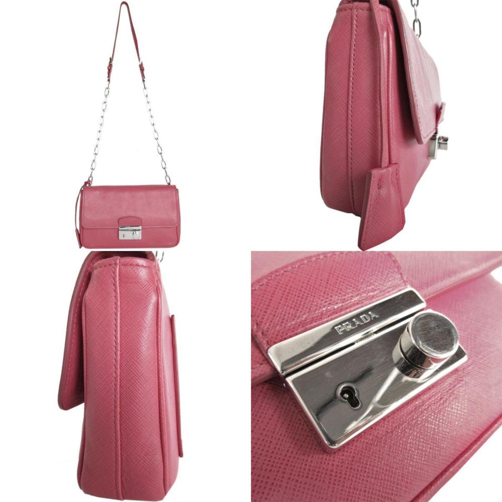 Pink Leather Prada Shoulder Bag