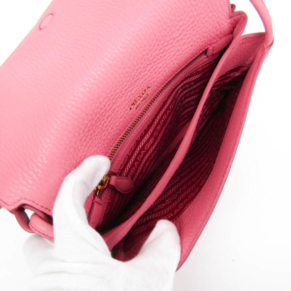 Pink Leather Prada Shoulder Bag