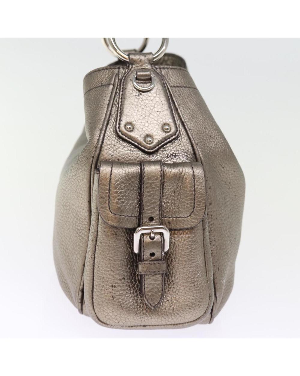 Silver Leather Prada Handbag