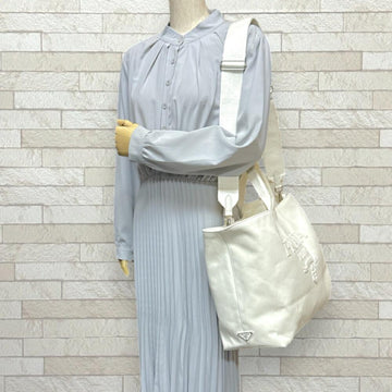 White Canvas Prada Shoulder Bag