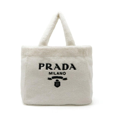White Fabric Prada Canapa Tote