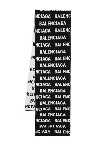 Balenciaga Women Allover Logo Wool Scarf