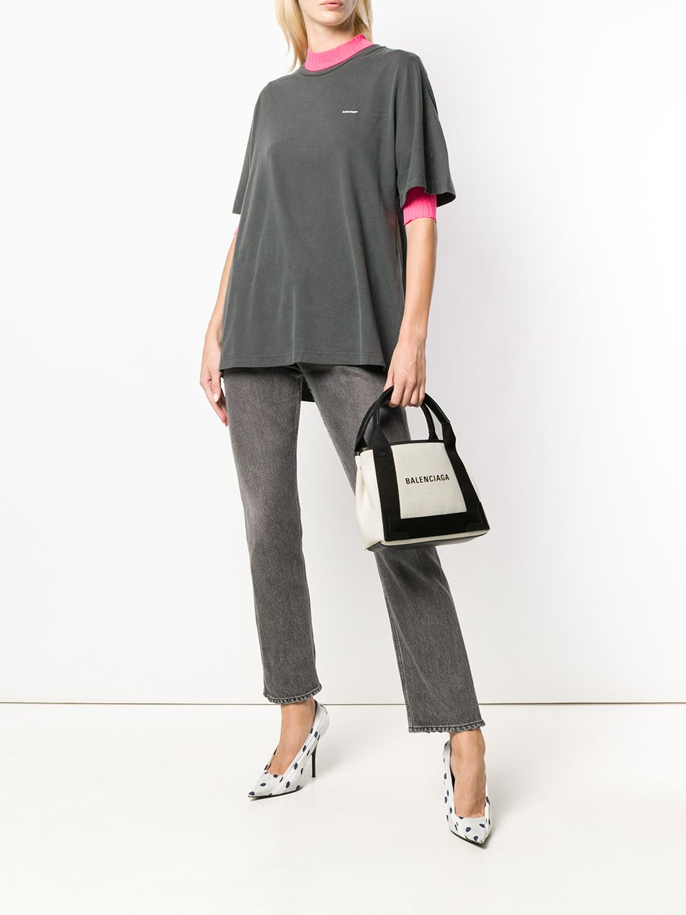 Balenciaga Women Navy Cabas Xs Canvas Tote Bag