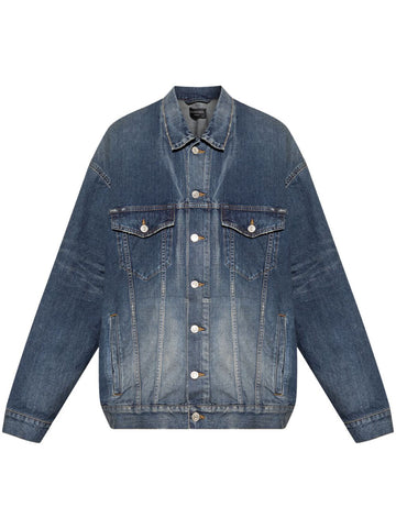 Balenciaga Men Tape Type Oversized Denim Jacket