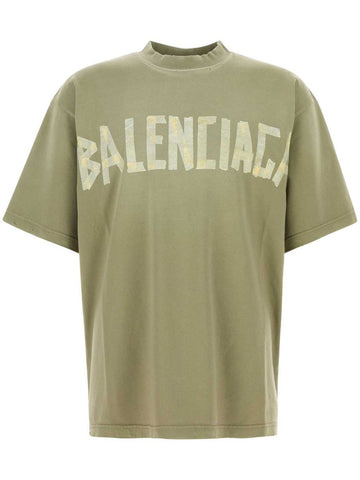 Balenciaga Men Tape Type Cotton T-Shirt